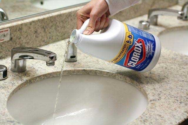 pour bleach down your bathroom sink